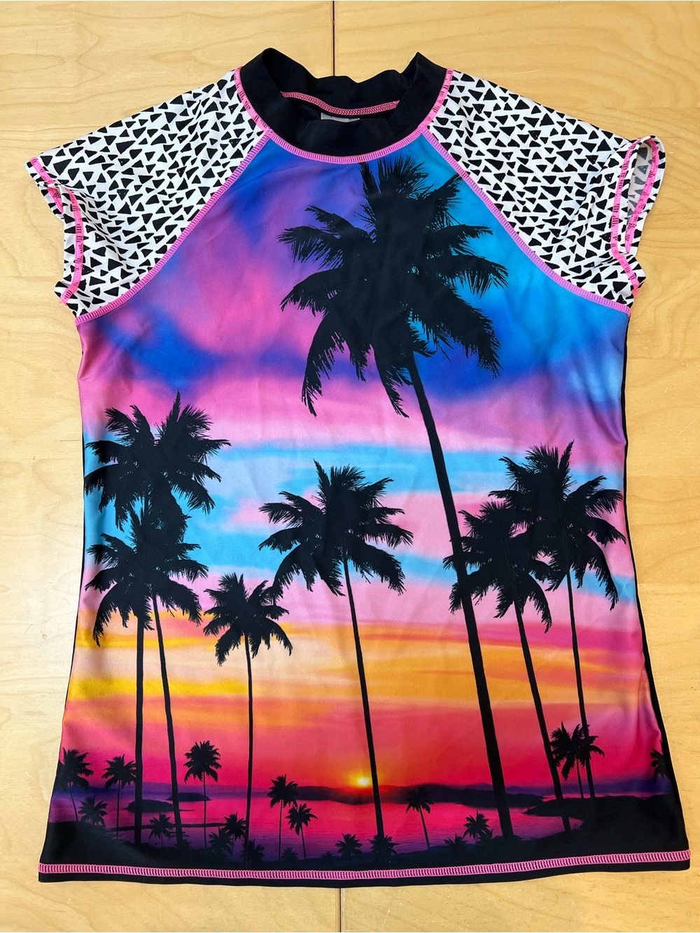 Xhilaration for teenagers XL(14-16)Pink and Blue Palm-Print Short Sleeve